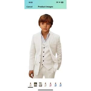 Mi Bo Tong Boys Linen Suit Slim Fit Kids Suit for Boys Wedding White 3 Pieces 10